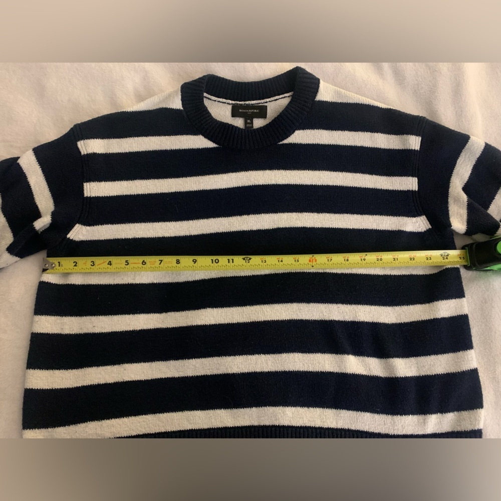 Banana Republic Striped Navy and White Sweater Nautical Cotton Blend XL - Picture 9 of 13